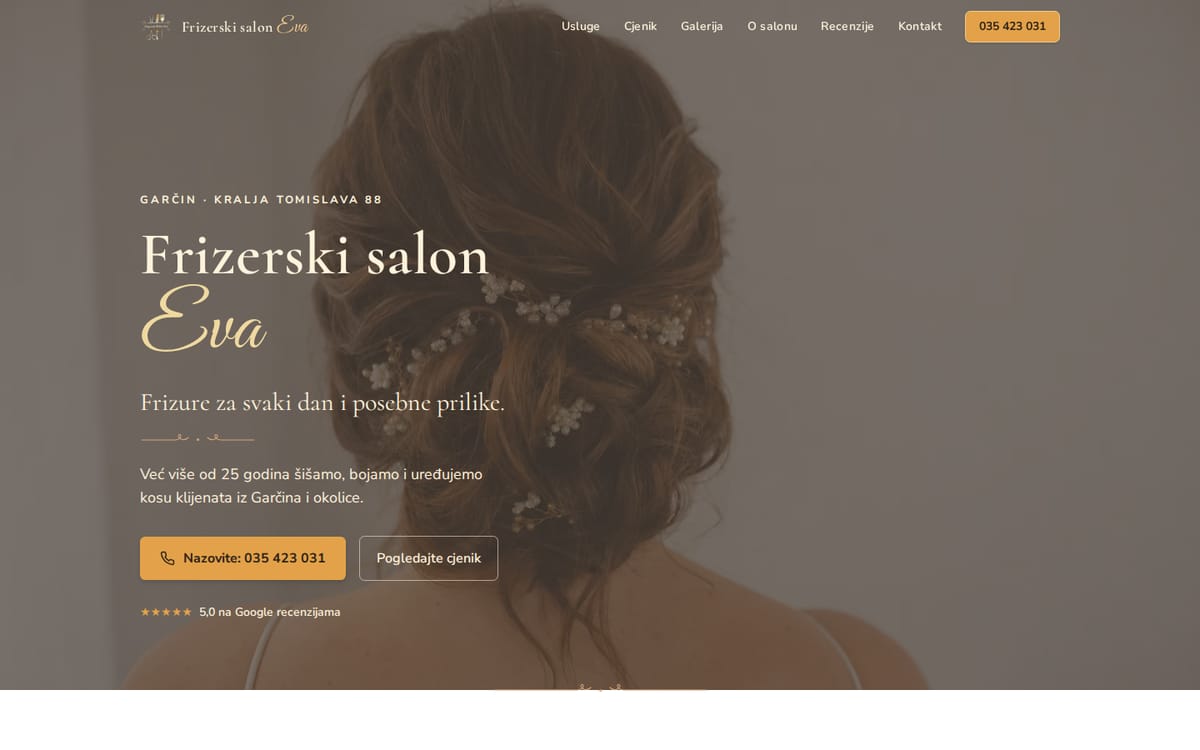 Naslovna stranica: Frizerski salon Eva