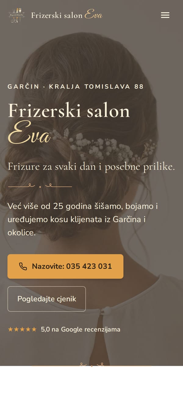 Mobilni prikaz: Frizerski salon Eva